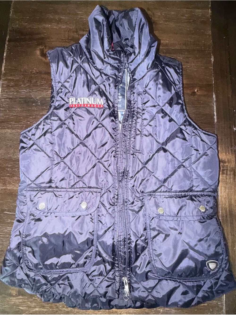 Ariat Navy Quilted Sleeveless Vest with Platinum Performance Logo